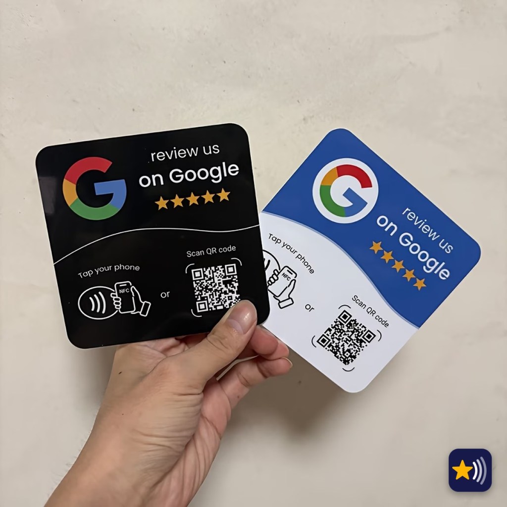Placa Grande toka de reseñas Google (negra)